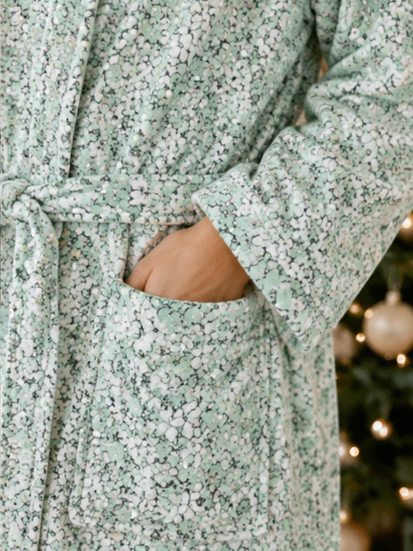 Roupão de lã coral com estampa - Bathrobe avaliação e preço
